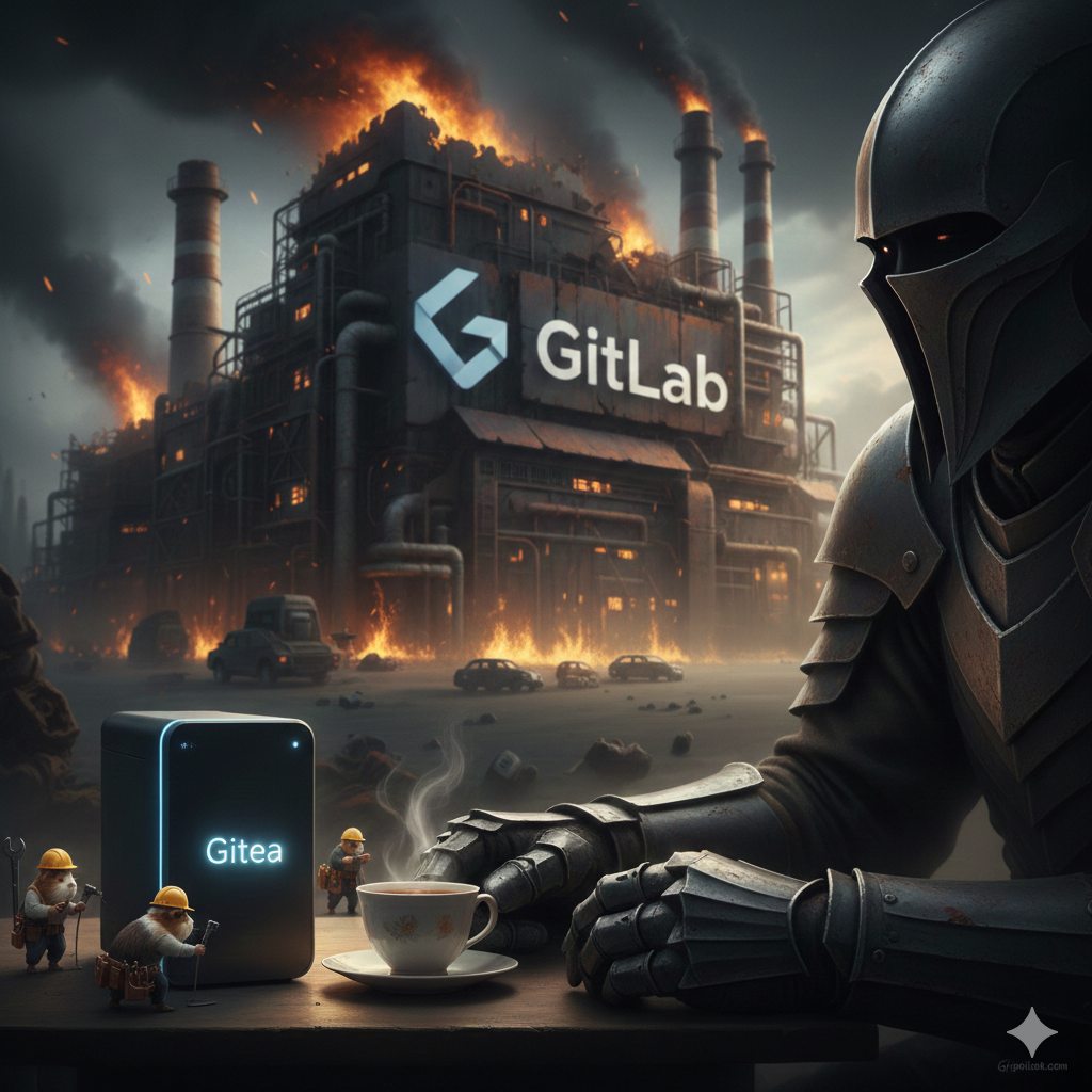 cavy dev drinking tea in front of gas plant